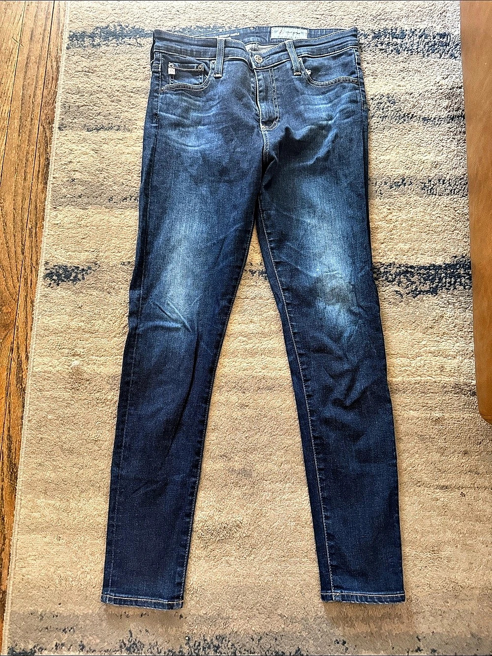 AG The Farrah Skinny Jeans Blue Waist 28R Cotton